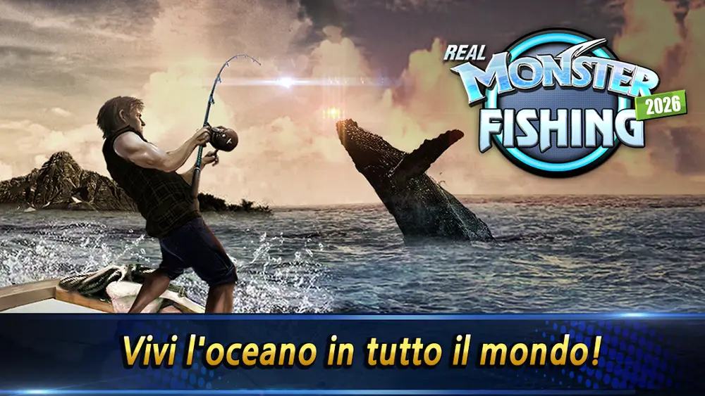 Schermata orizzontale di Pesca mostruosa 2026 dalla pagina Google Play di Nexelon